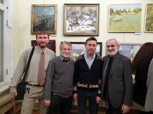 Photo. Participants of the exhibition: Ivan Vityuk, Anatoly Annenkov, Galimov Azat and Anatoly Lukash.