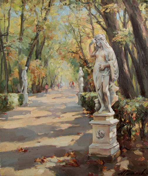 Sale of paintings by artist Azat Galimov. Old Summer Garden. NOX