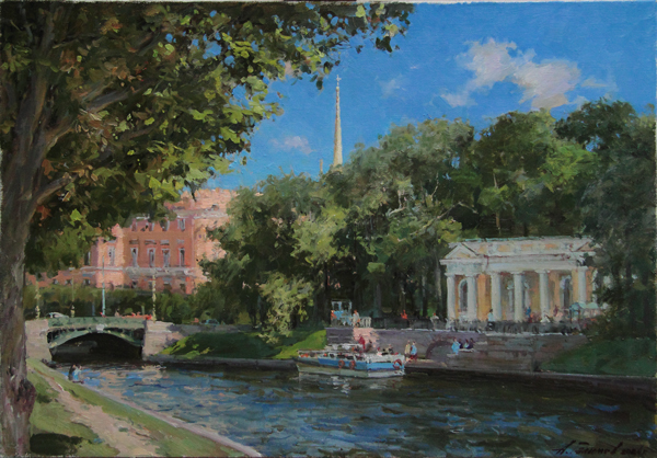 Sale of paintings by artist Azat Galimov. Summer in St. Petersburg. Near the Mikhailovsky Garden