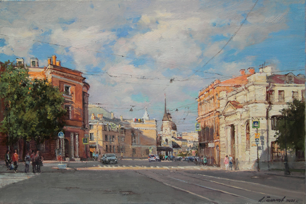 Painting by Azat Galimov for sale. Artwork Summer day on Engineering Street