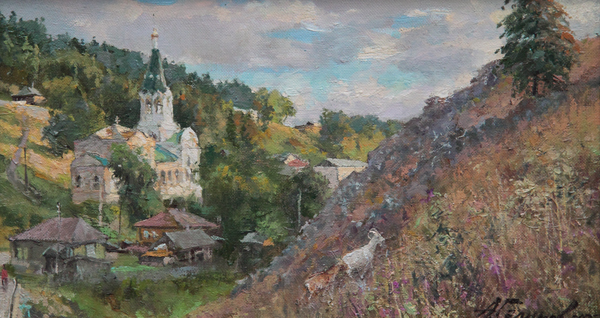  Painting, artwork by the artist Azat Galimov for sale. Russian landscape.