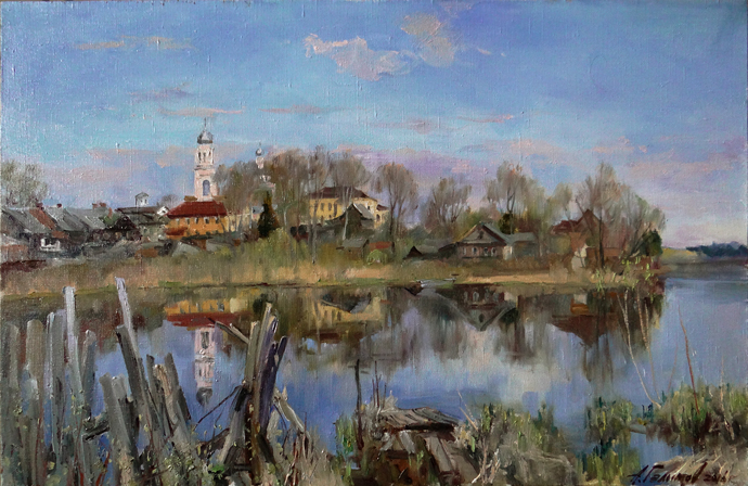 Картина художника Азата Галимова на продажу. Русский пейзаж, Валдай.