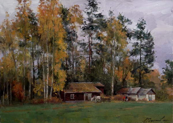Painting, artwork by the artist Azat Galimov for sale. Russian landscape. 