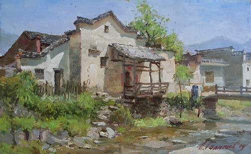 Azat Galimov. artwork House near the stream in Anhui Province . 
