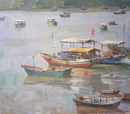 Painting.Azat Galimov. Artwork Hainan. Quiet bay.