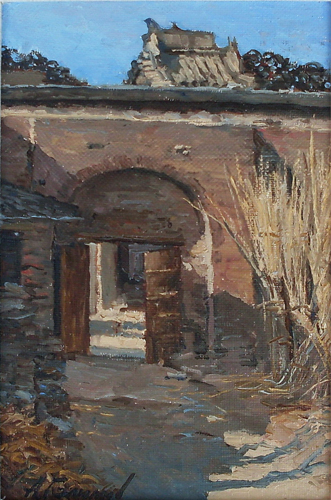 Painting by Azat Galimov. Artwork Impressions of China. Pingyao. Old Gate 2.