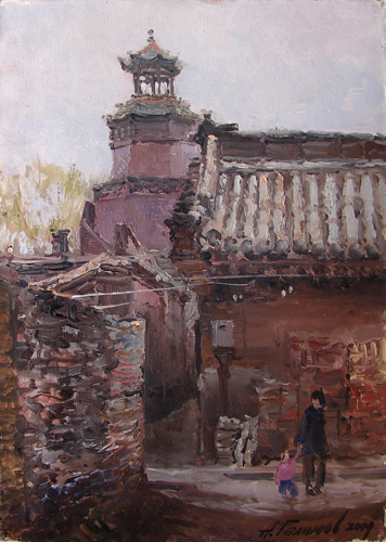 Painting by Azat Galimov. Artwork Pinyao. At the City Wall.