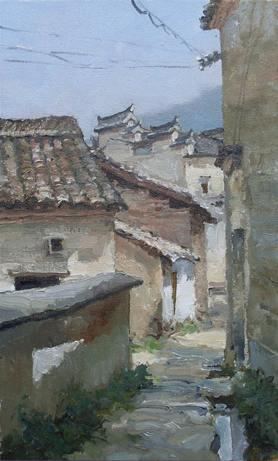 Painting by Azat Galimov. Artwork Anhui Province. Dull afternoon.