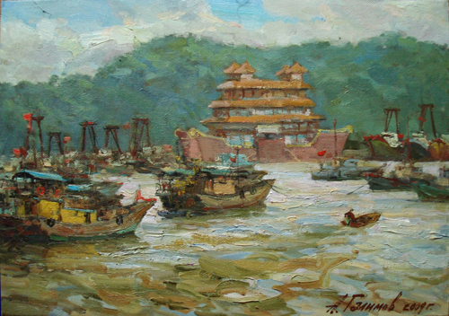 Painting by Azat Galimov. Artwork View from the Zhuhai embankment.