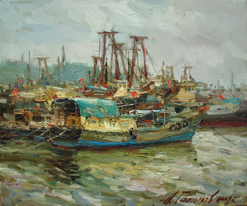 Painting by Azat Galimov. Artwork Ships in the Pearl Sea.