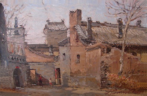 Painting.Azat Galimov. artwork Pingyao. Another Yard.