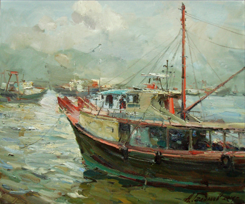 Painting by Azat Galimov. Artwork Zhuhai fishermens.