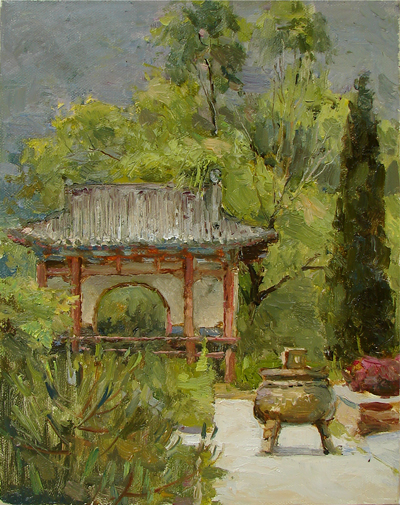 Painting by Azat Galimov. Artwork Gazebo in Beilin Park, Shenyang.