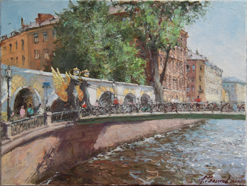 Painting by Azat Galimov.  Bank bridge.