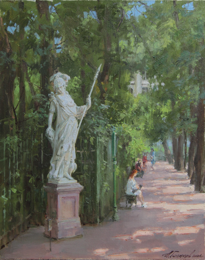 Painting by Azat Galimov.Minerva in the Summer Garden.