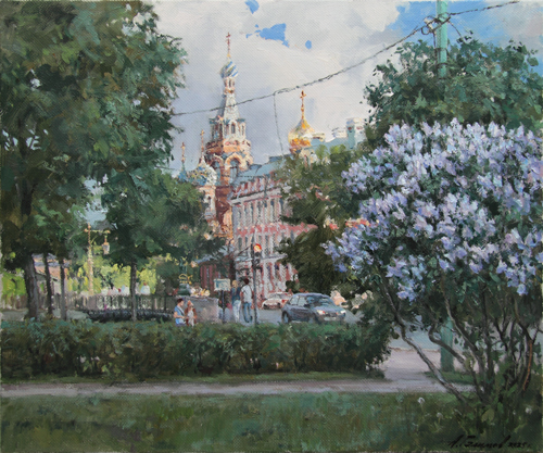 Painting by Azat Galimov. Artwork Early summer. St. Petersburg.