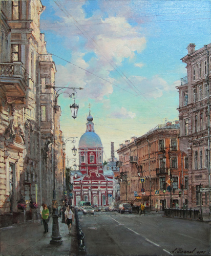 Painting by Azat Galimov. Artwork Evening light. Pestelya Street, St. Petersburg.