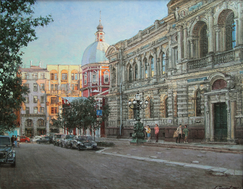 Painting by Azat Galimov. Artwork Alma Mater. Evening in Solyanoy Lane.