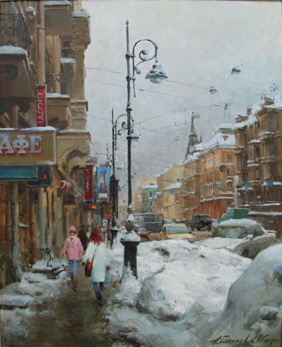 Paintings by Azat Galimov. Liteyny Avenue. Winter 2010 