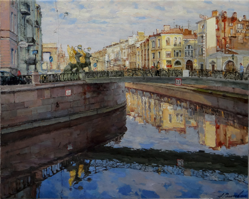 Paintings by Azat Galimov.Bank Bridge. Reflections. 