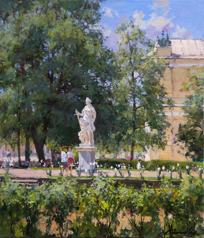 Painting by Azat Galimov.Spring in St. Petersburg. Pavlovsk.