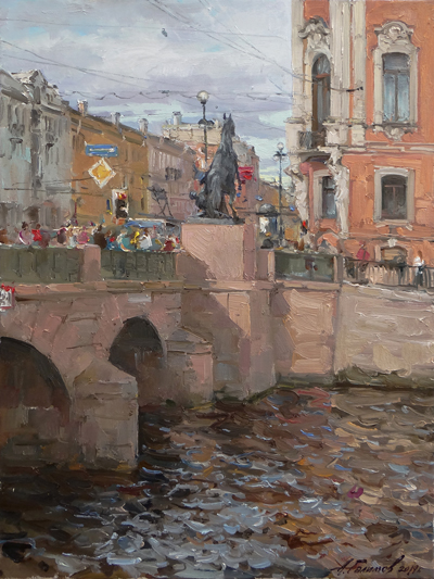 Paintings by Azat Galimov.At Anichkov bridge. 