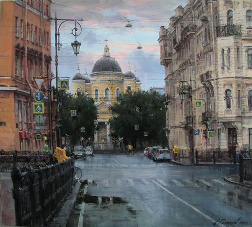 Paintings by Azat Galimov. Petersburg against coronavirus. On Pestel street. 