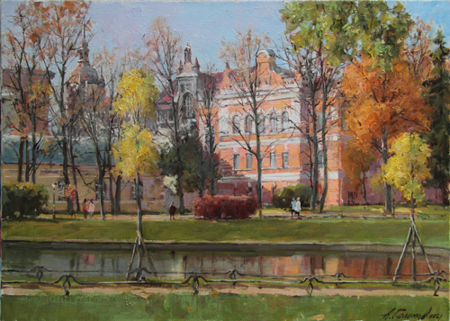 Painting by Azat Galimov. Good afternoon in the Yusupov Garden. 