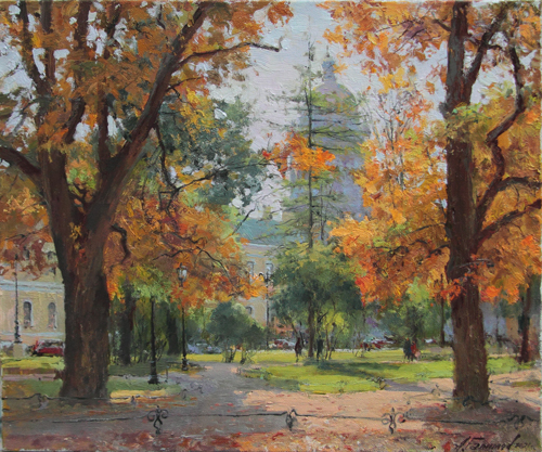 Painting by Azat Galimov. Autumn shimmer. Alexander Garden. 