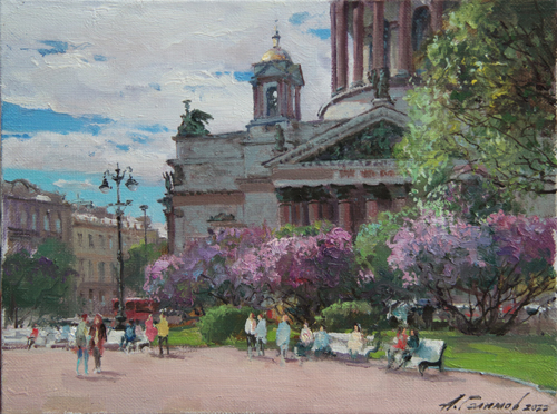 Paintings by Azat Galimov. Summer day. Isaac's Square