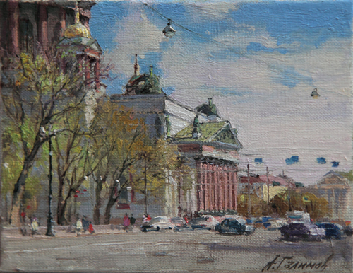 Paintings by Azat Galimov. Spring day on Admiralteysky Prospekt