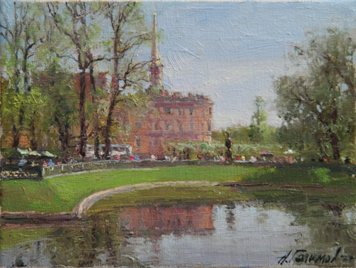 Paintings by Azat Galimov. Carpie Pond in the Summer Garden