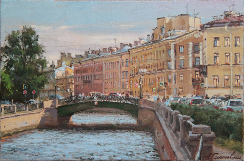 Paintings by Azat Galimov.  Summer evening on the Griboyedov Canal