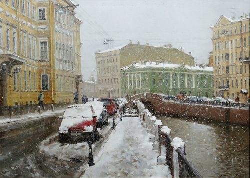 Картина Азата Галимова.Мойка зимой 