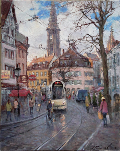 Painting by Azat Galimov Freiburg in the early spring. Germany.