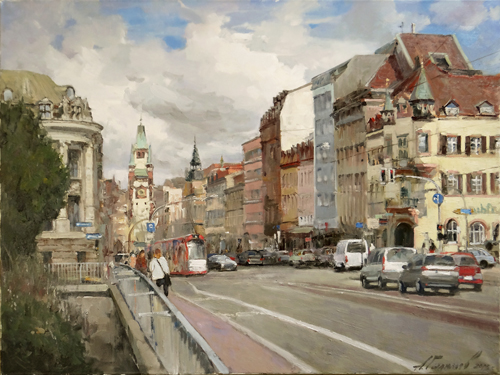 Painting by Azat Galimov Noon. Freiburg. Germany.