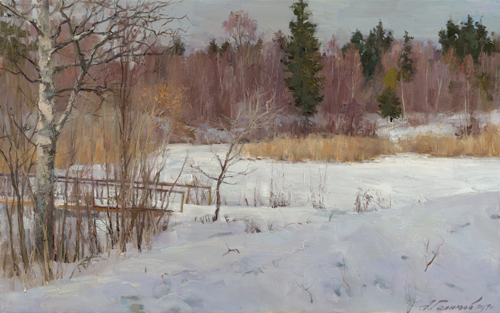Painting Galimov Azat.On the threshold of spring. Tver region. 