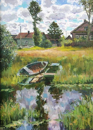 Картина Азата Галимова.Лодки.