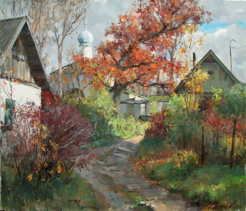 Painting by Azat Galimov. Flaming Autumn. New Izborsk.