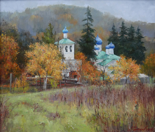 Painting by Azat Galimov.  Izborsk. Malsky Monastery.