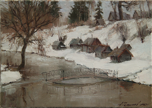 Painting by Azat Galimov. Bathhouses. Vyatskoe.