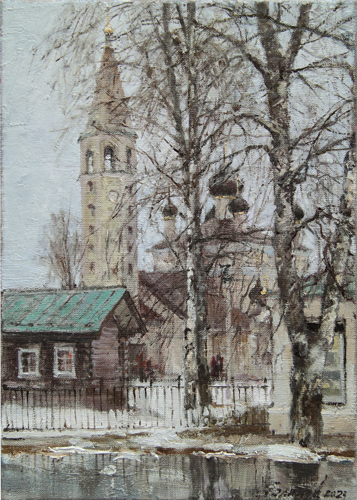 Painting by Azat Galimov.Early spring. Vyatskoe.