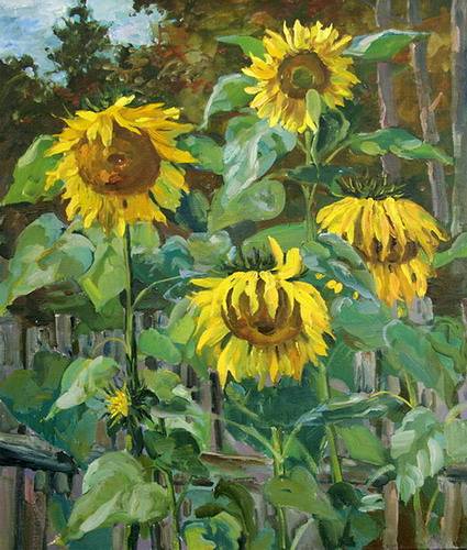Painting Galimov Azat.Nemyatovo. Sunflowers.