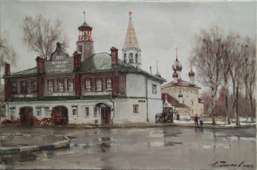 Painting by Azat Galimov.At the fire station. Vyatskoe.