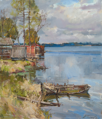 Painting by Azat Galimov.Spring on Voldayskoye Lake.