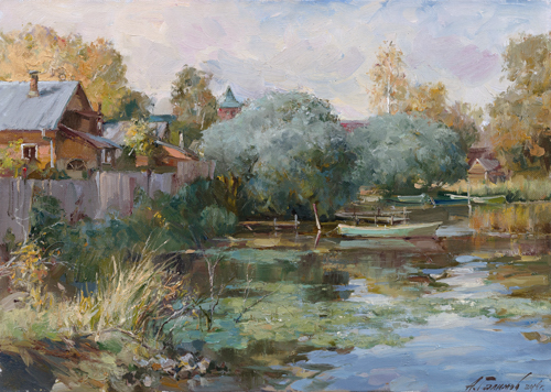 Painting by Azat Galimov.Valdai. Silence over the lake.