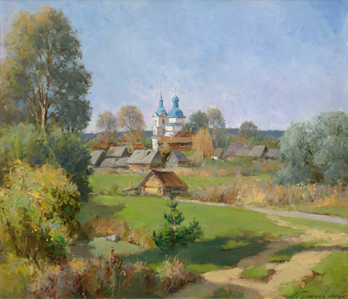 Painting by Azat Galimov.Valdai. Yazhelbitsy. Ringing day.