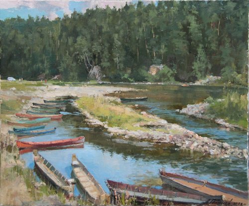 Painting by Azat Galimov.  Boats. Kyn