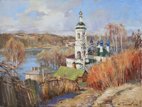Картина Азата Галимова.Плёс. Варваринская церковь.