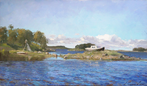 Painting by Azat Galimov. Windy day. Solovki.